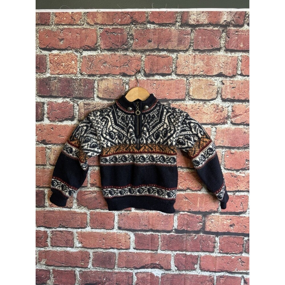 Christiana Authentic Fair Isle Nordic Wool sweater metal pullover Youth 4/6